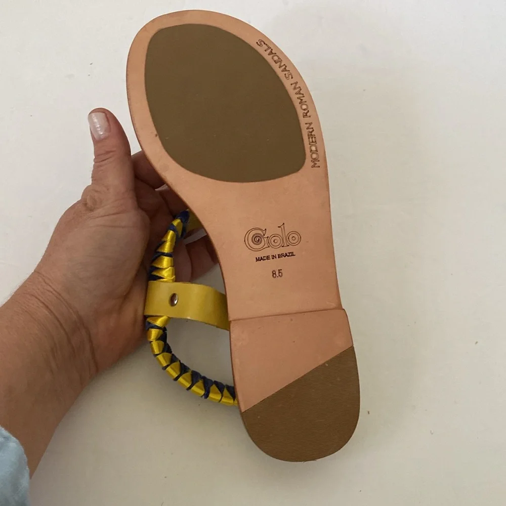 NWOT GOLO Asymmetric Ankle Strap Sandal - Yellow Fever Combo size 8.5 Brazil